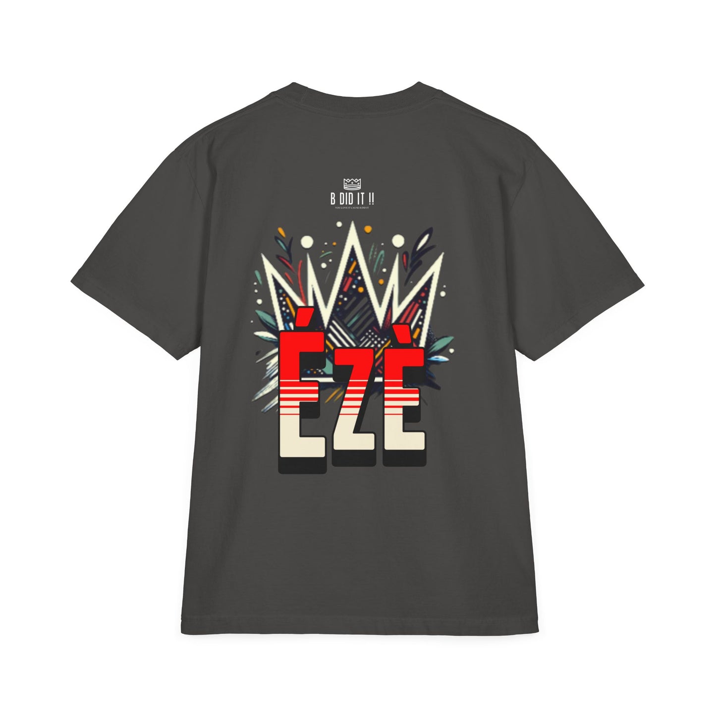 Ézè-Kings Crown, garment-dyed drop-shoulder, Unisex Graphic Tee, Crown Design Shirt, Cool Street Wear.