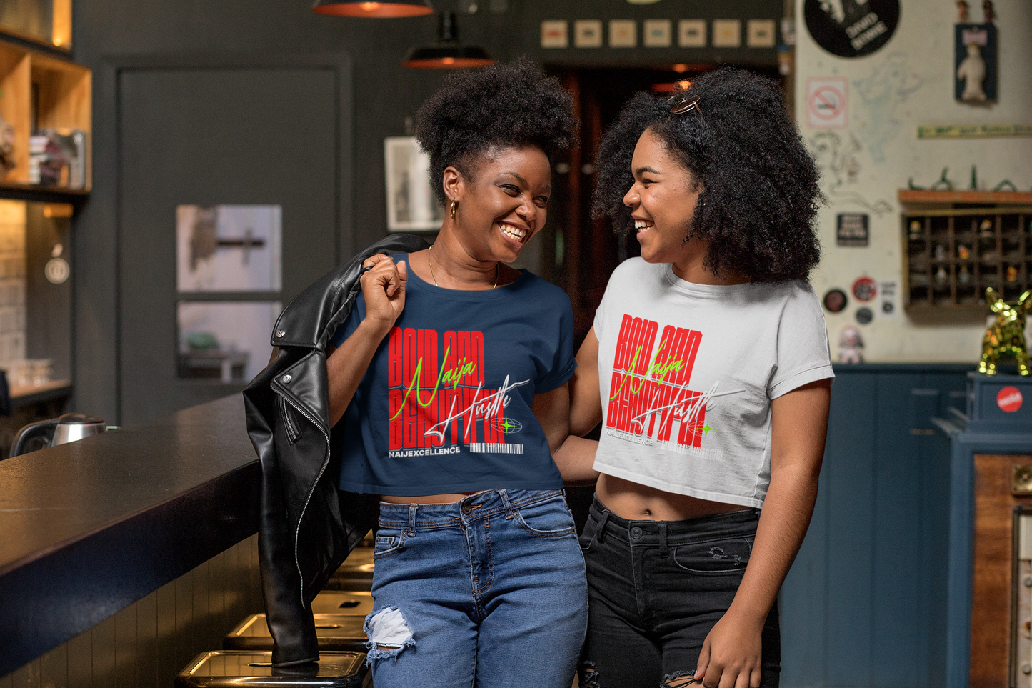 Bold And Beautiful NAJA HUSTLE - Women's Crop Tee, Casual Streetwear Top