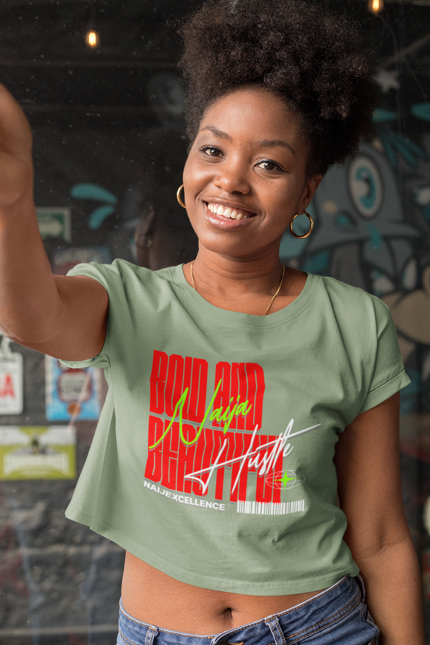 Bold And Beautiful NAJA HUSTLE - Women's Crop Tee, Casual Streetwear Top