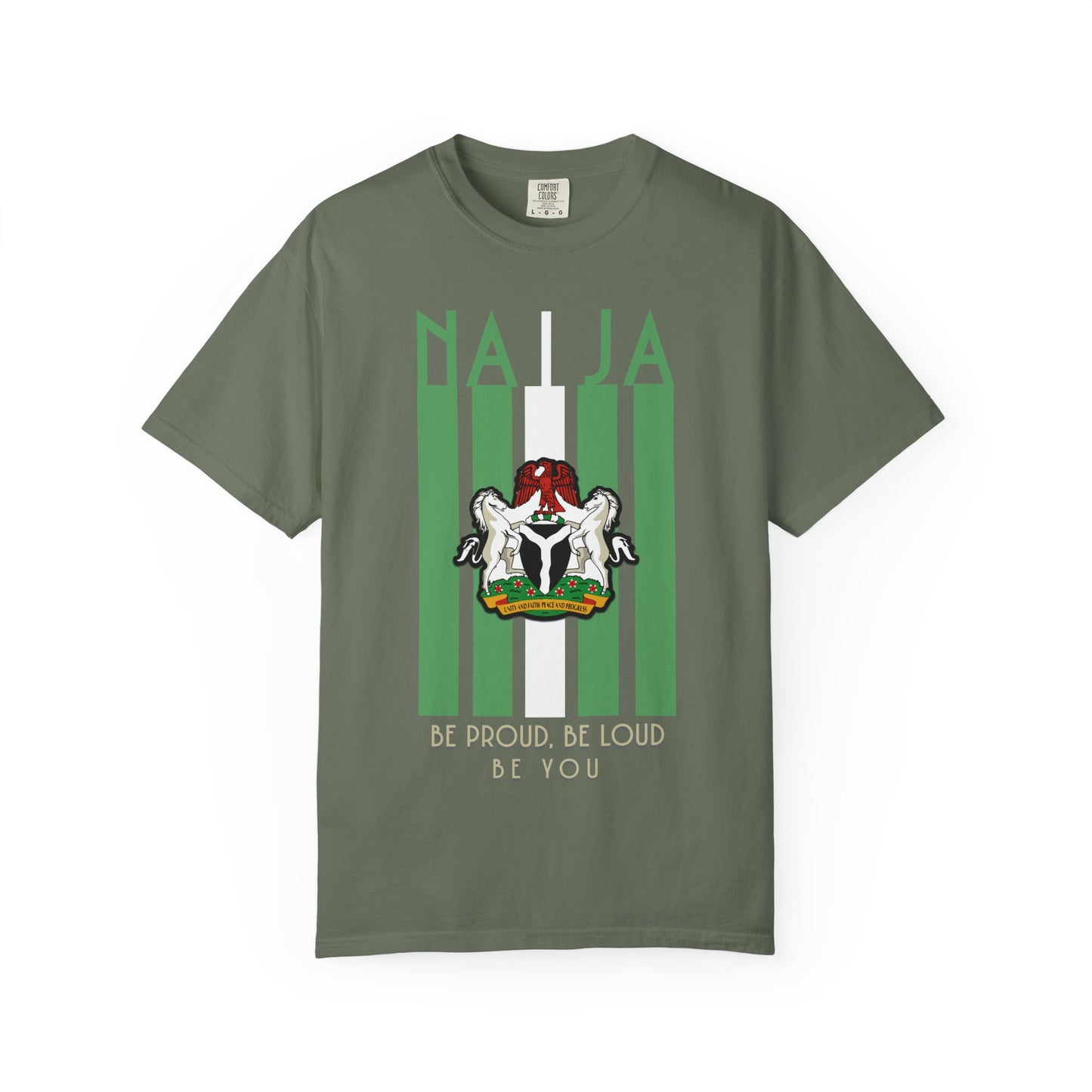 Naija Proud - Unisex Garment-Dyed T-shirt, Casual Wear, Graphic Tee, Gift for Him/Her, Streetwear Fashion