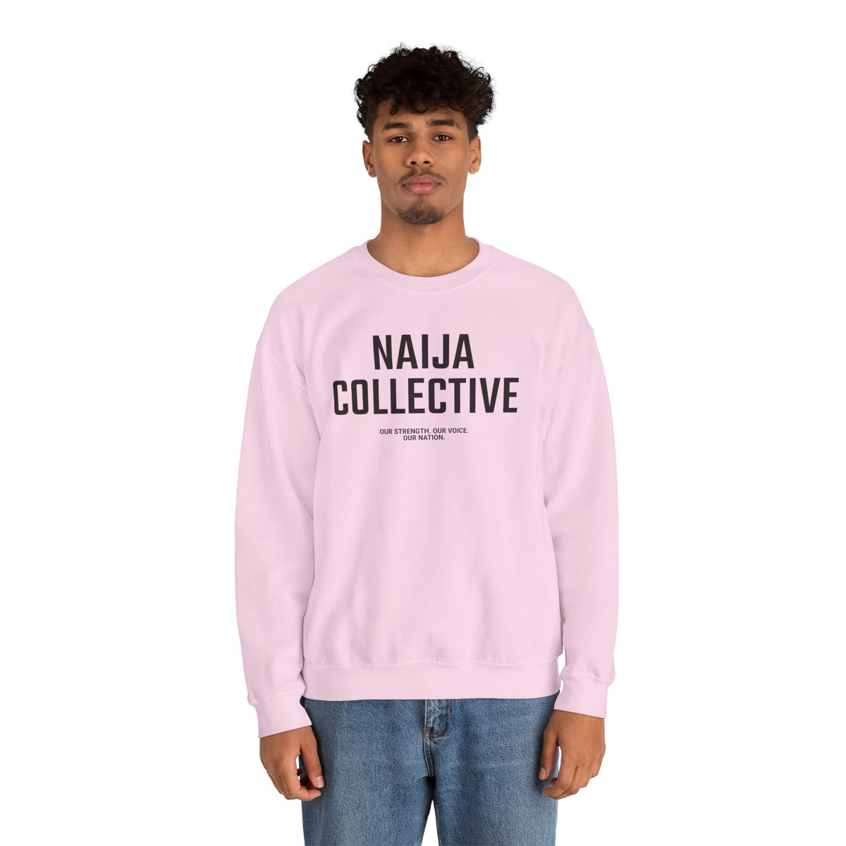 Embroidered Naija Collective Light Color Sweatshirt - Unisex Crewneck
