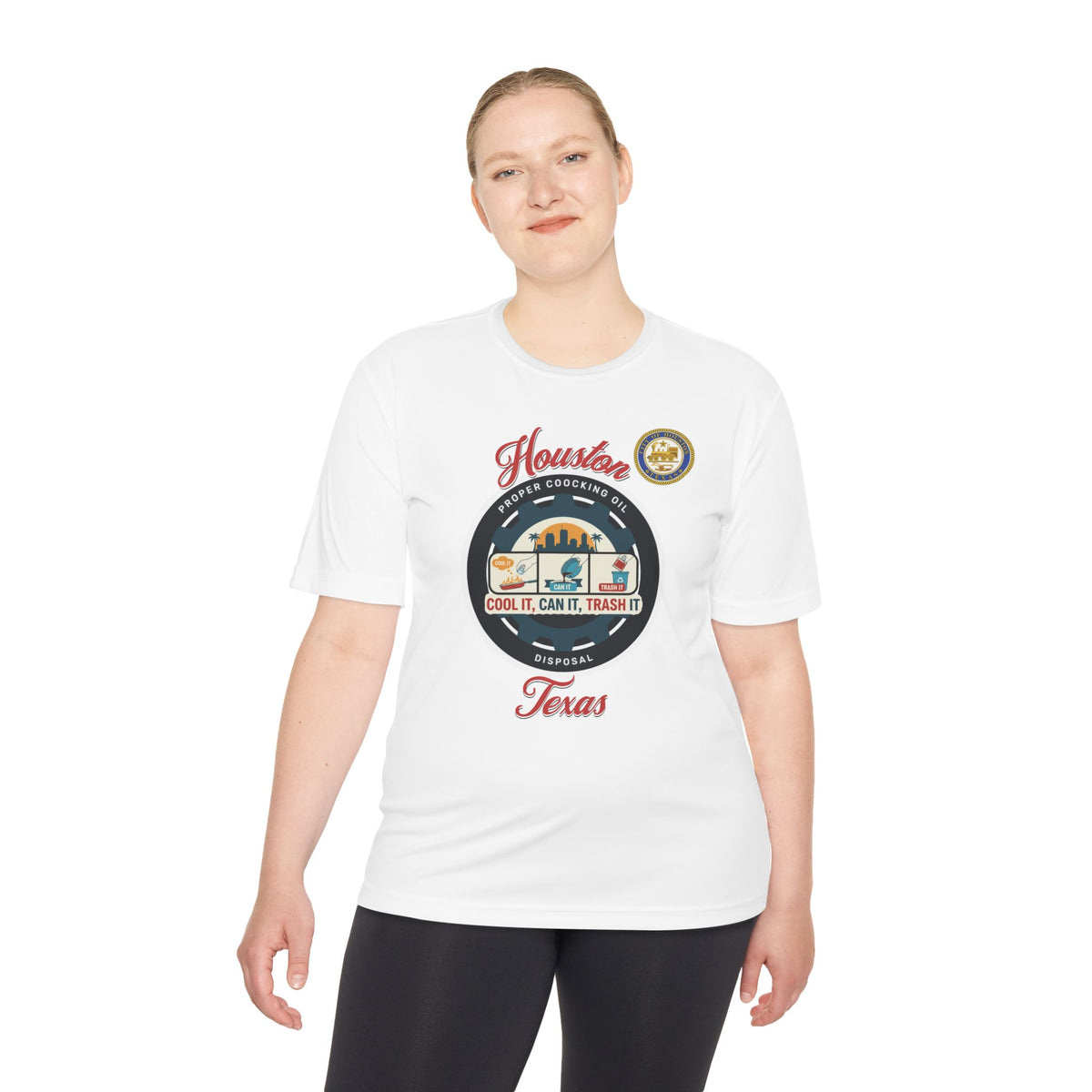 City of Houston, Proper cooking oil, disposal campaign - White Unisex Moisture Wicking Tee