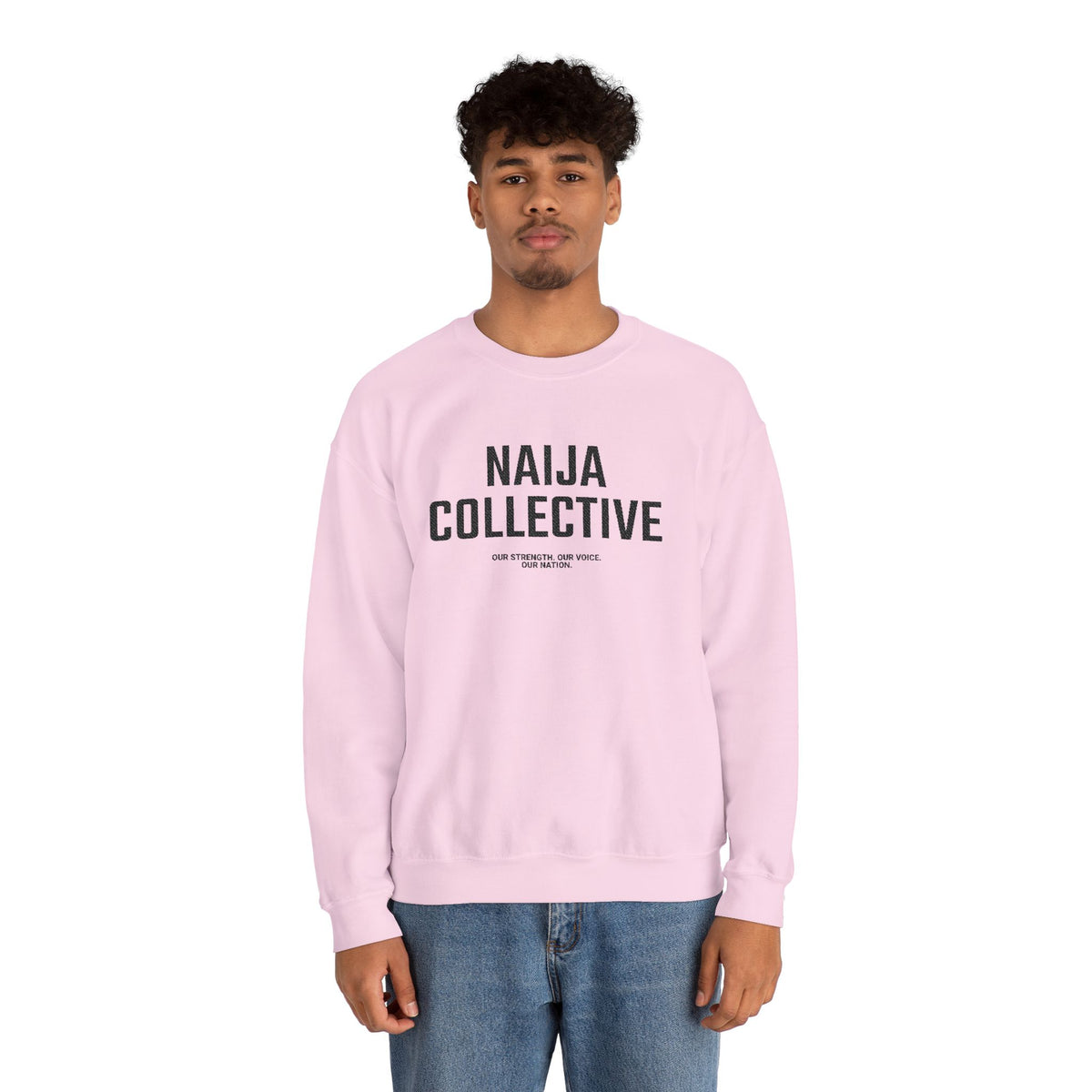 Embroidered Naija Collective Light Color Sweatshirt - Unisex Crewneck