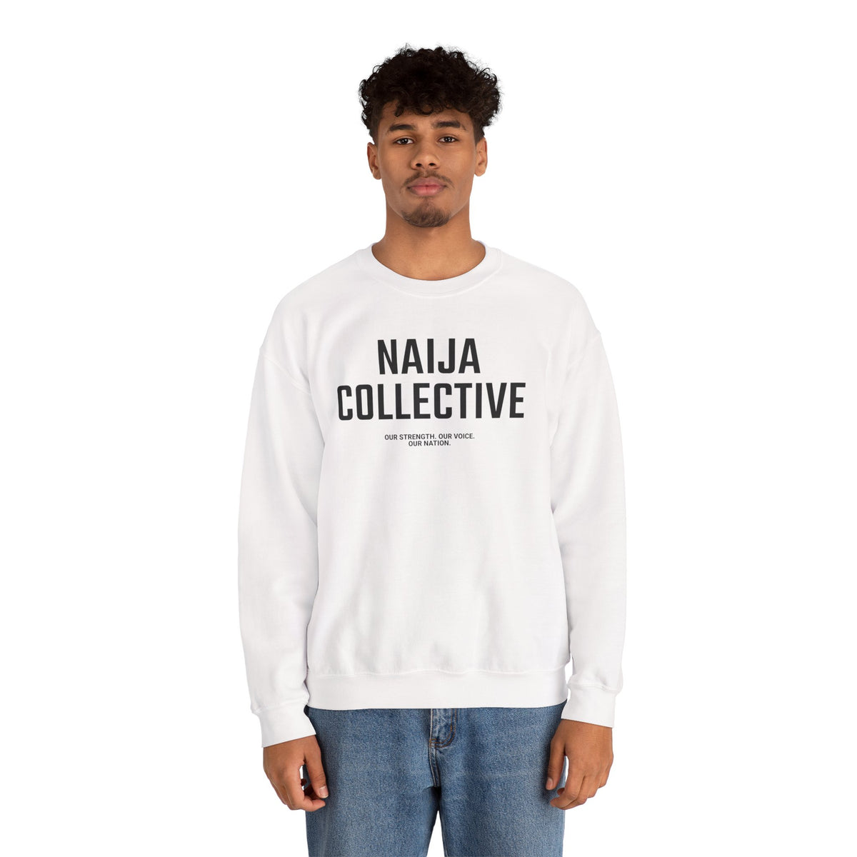 Embroidered Naija Collective Light Color Sweatshirt - Unisex Crewneck