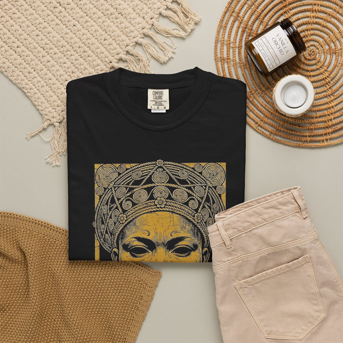 The Igbo Bronze Warrior T-Shirt in Onyx Black