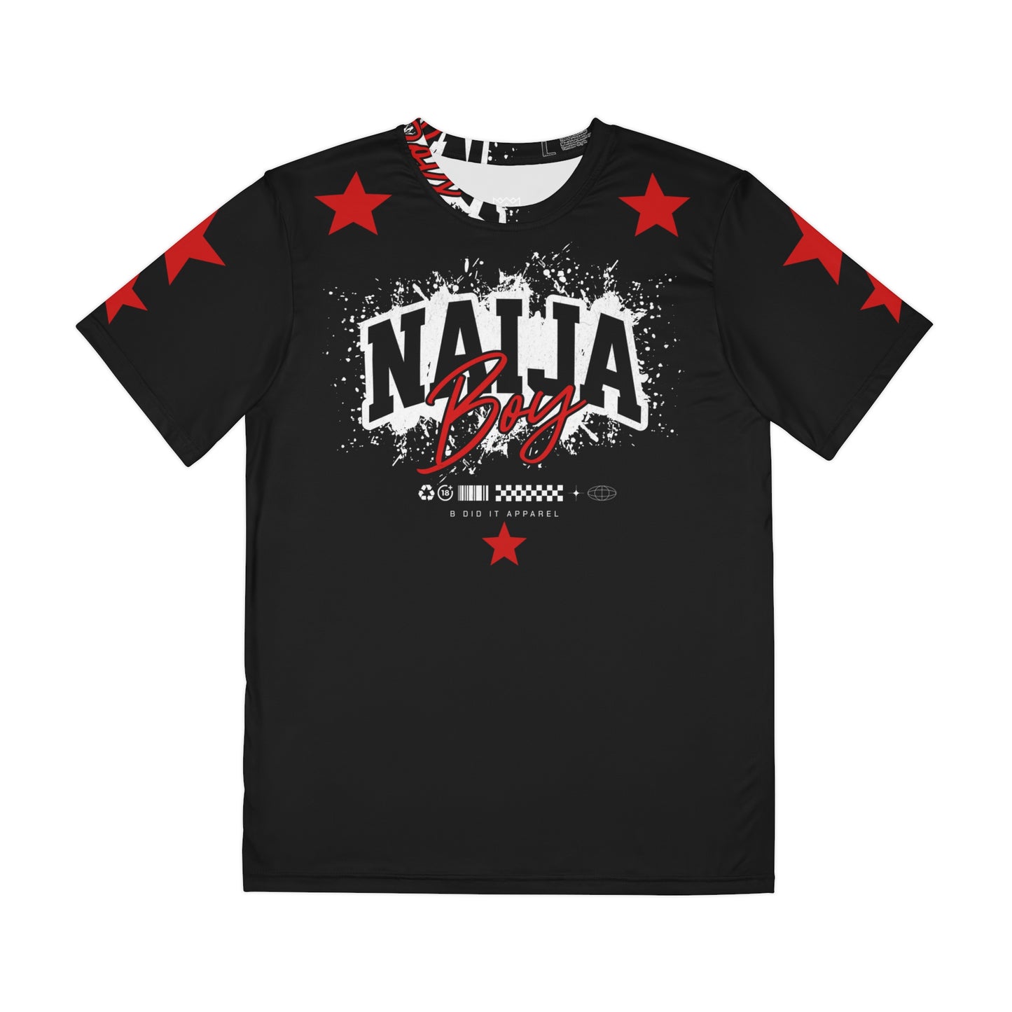 Naija Boy Star Streetwear Tee — Black Polyester Graphic T-Shirt