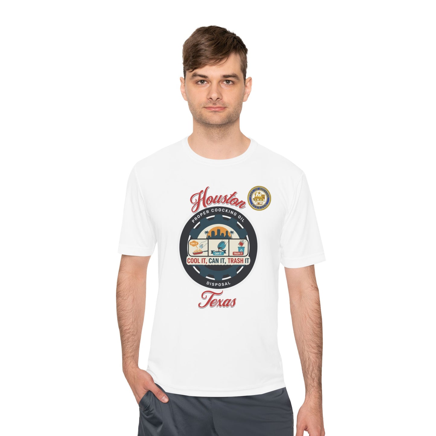 City of Houston, Proper cooking oil, disposal campaign - White Unisex Moisture Wicking Tee