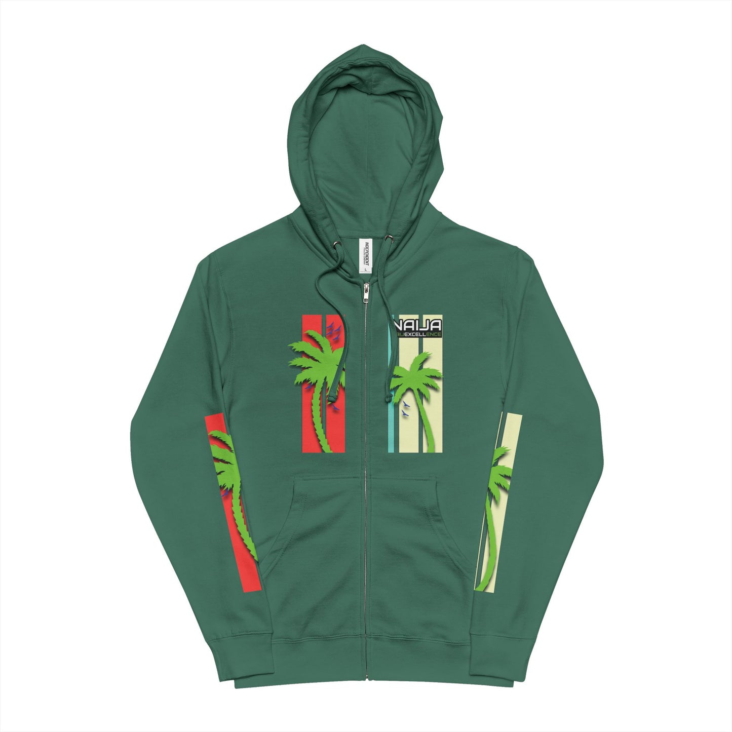 Naija Naijexcellence Palm Tree Playa - Unisex Fleece Zip Up Hoodie