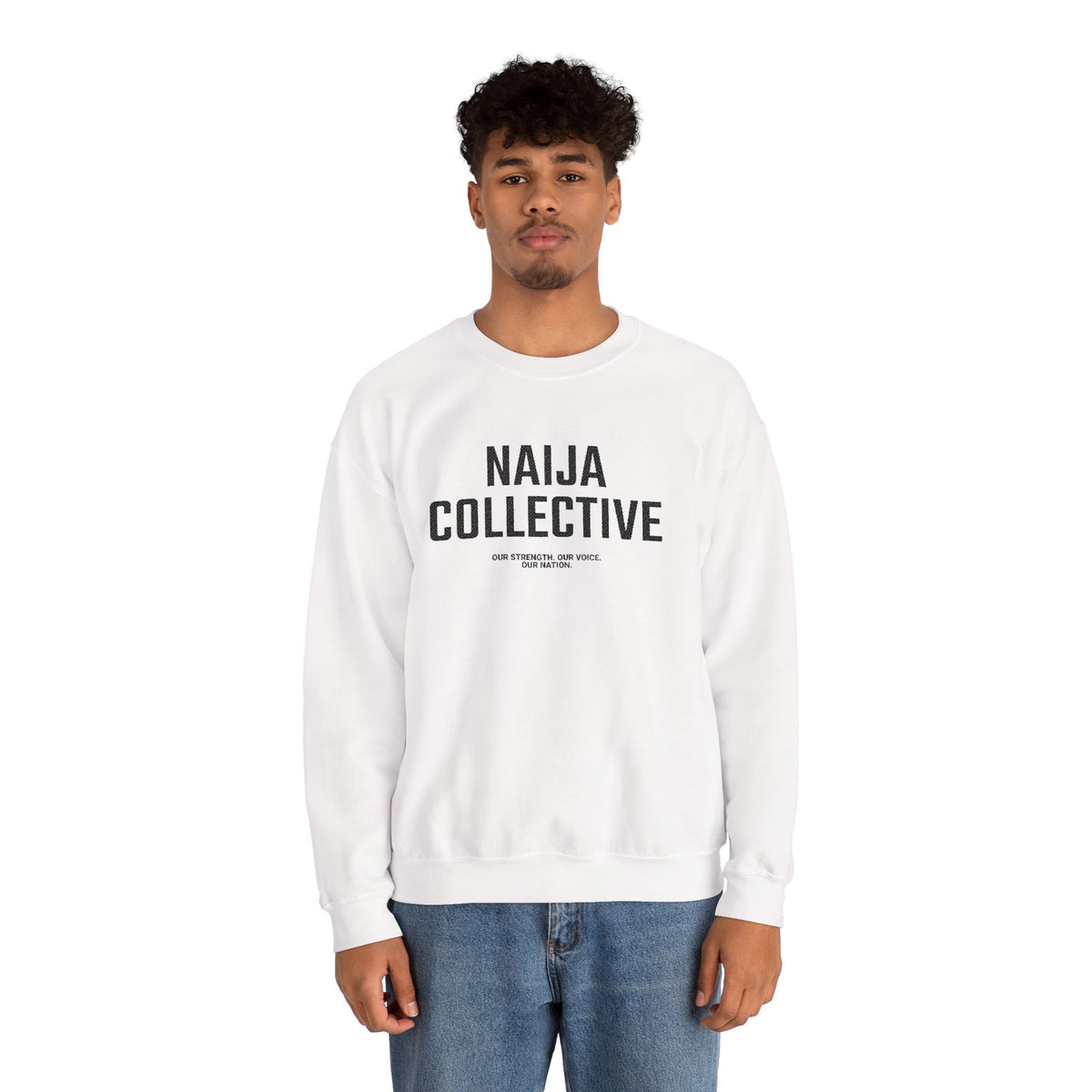 Embroidered Naija Collective Light Color Sweatshirt - Unisex Crewneck