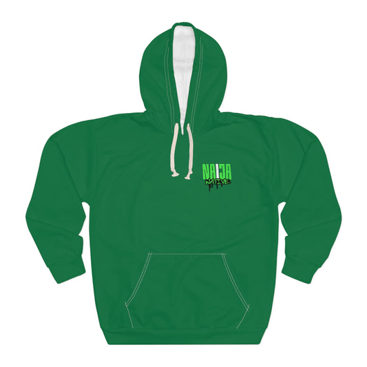 Green Native Graphic Hoodie — Green Pullover with Neon Green "NATIVE" Back Design