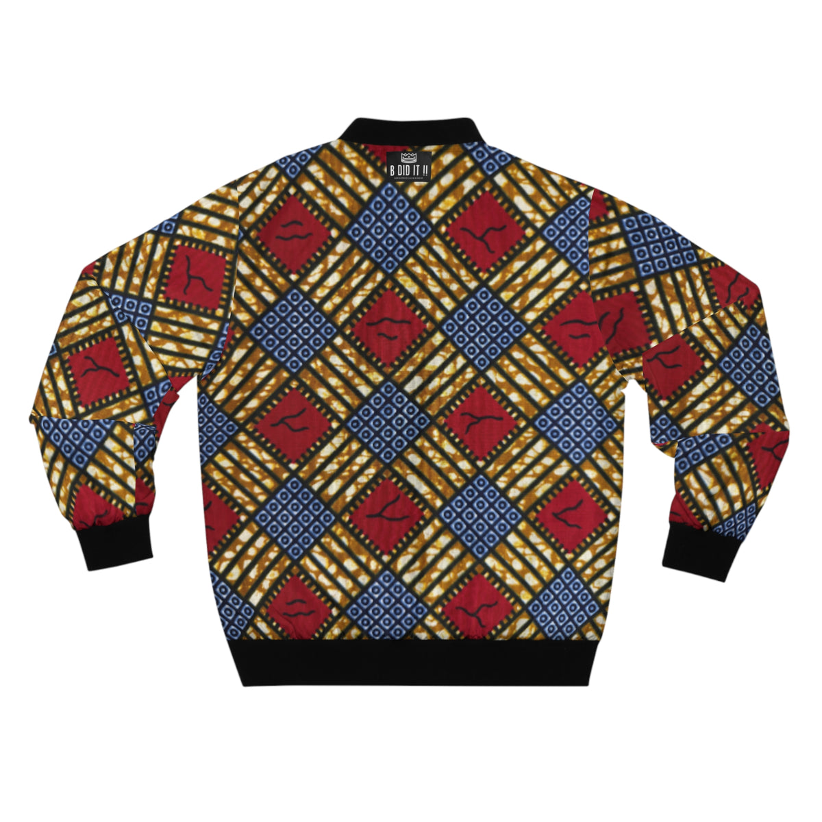 Àtẹ̀gùn Ọrọ̀ Ankara Geometric Unisex Bomber Jacket (All-Over Print)