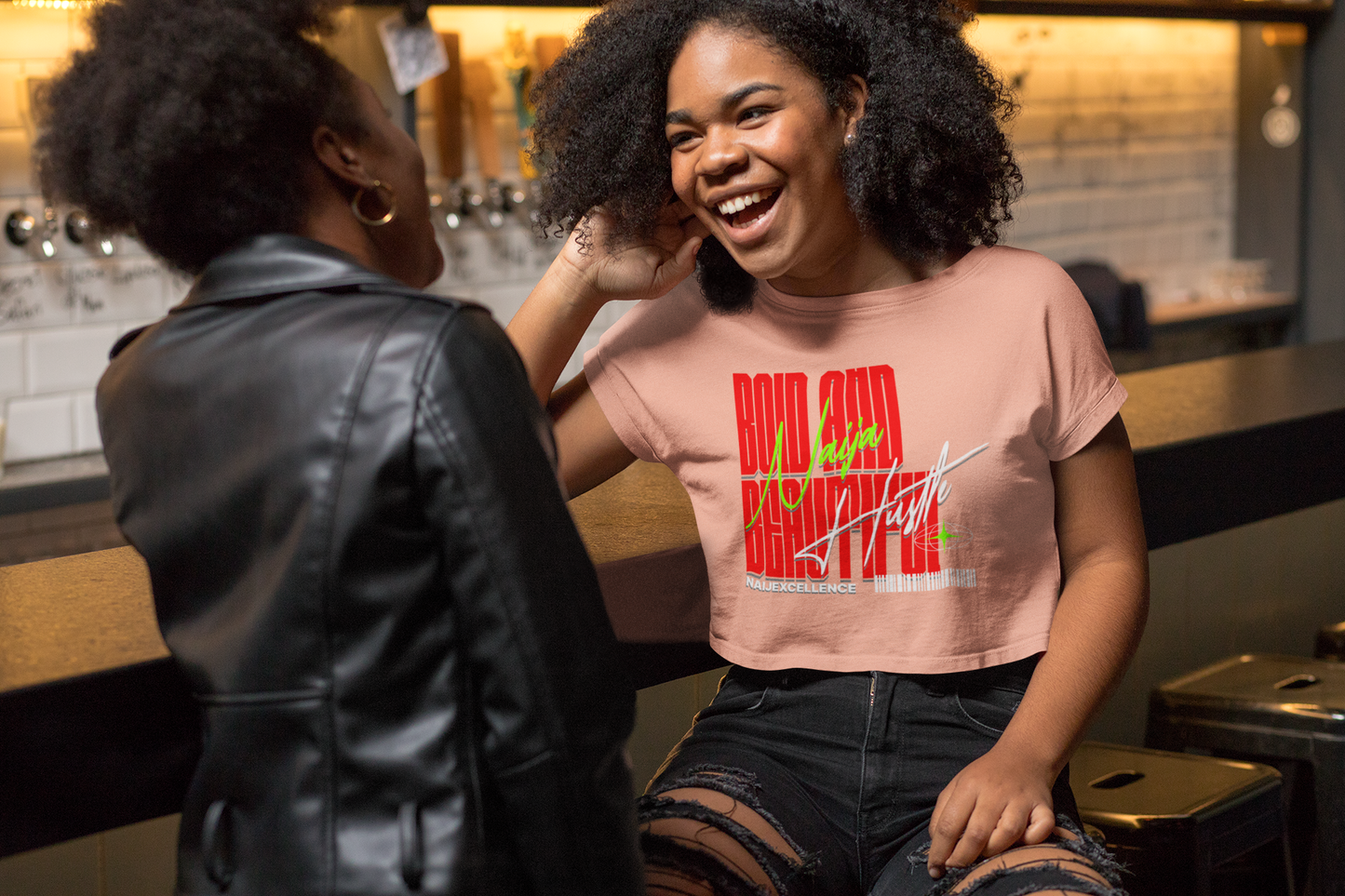 Bold And Beautiful NAJA HUSTLE - Women's Crop Tee, Casual Streetwear Top