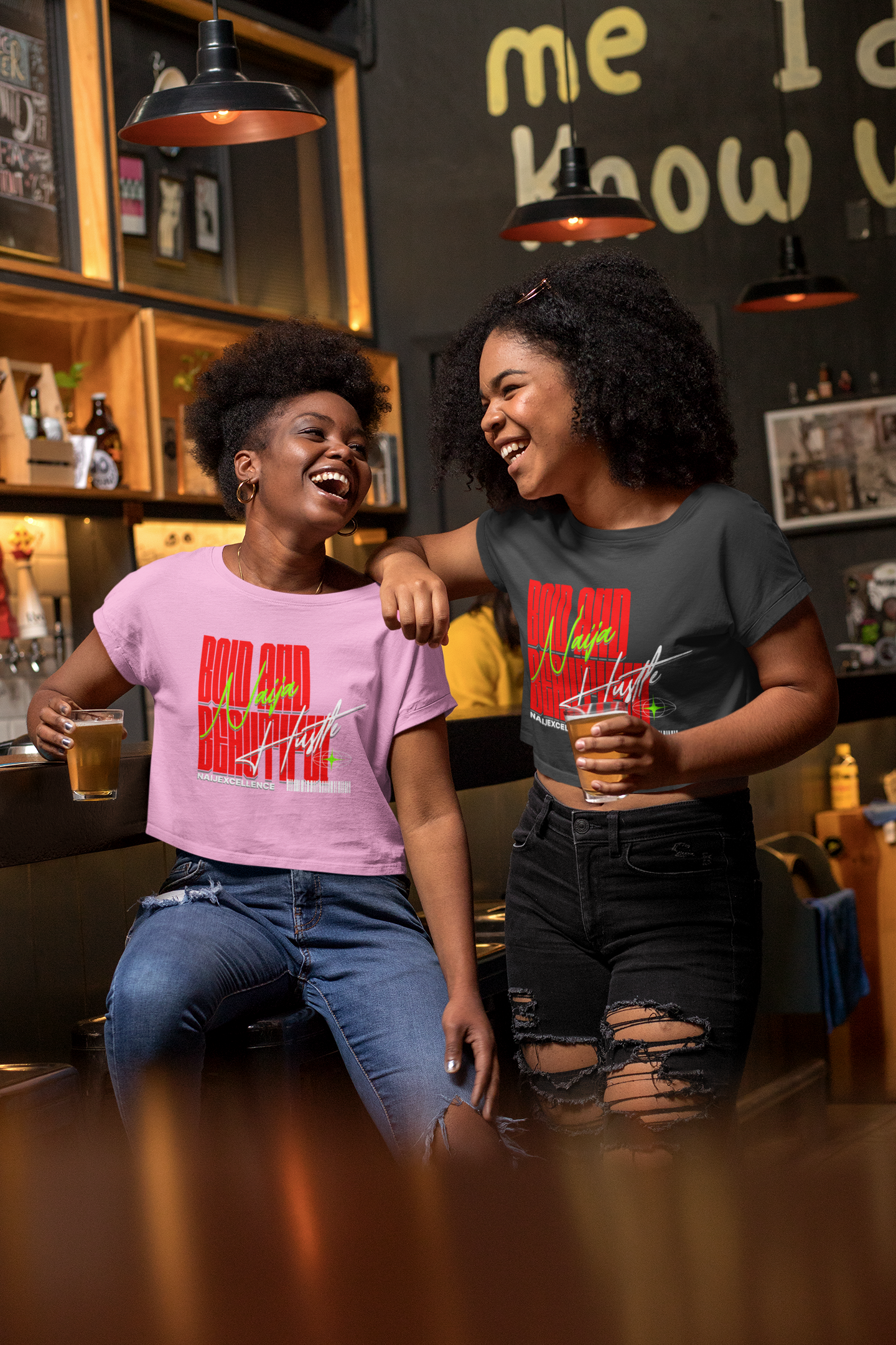Bold And Beautiful NAJA HUSTLE - Women's Crop Tee, Casual Streetwear Top