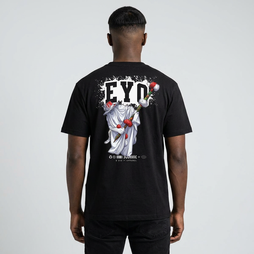 EYO Graphic Cropped T‑Shirt — Collegiate Statue Design