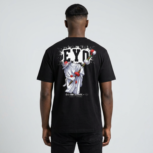 EYO Graphic Cropped T‑Shirt — Collegiate Statue Design