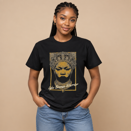 The Igbo Bronze Warrior T-Shirt in Onyx Black