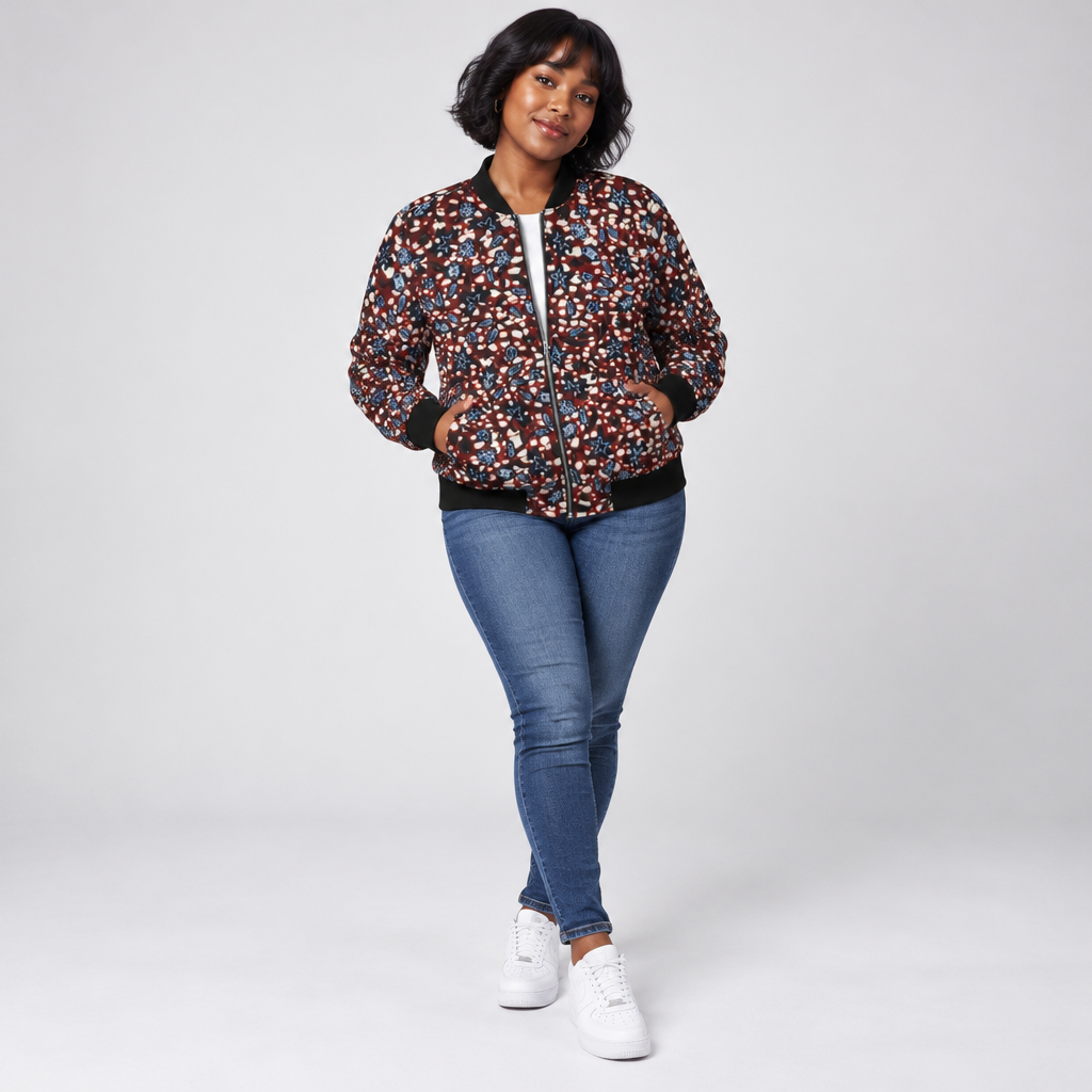 Ìràwọ̀ Ọgbà Ankara Unisex Bomber Jacket – All-Over Print (AOP)