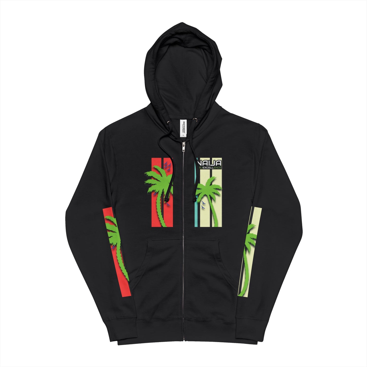 Naija Naijexcellence Palm Tree Playa - Unisex Fleece Zip Up Hoodie