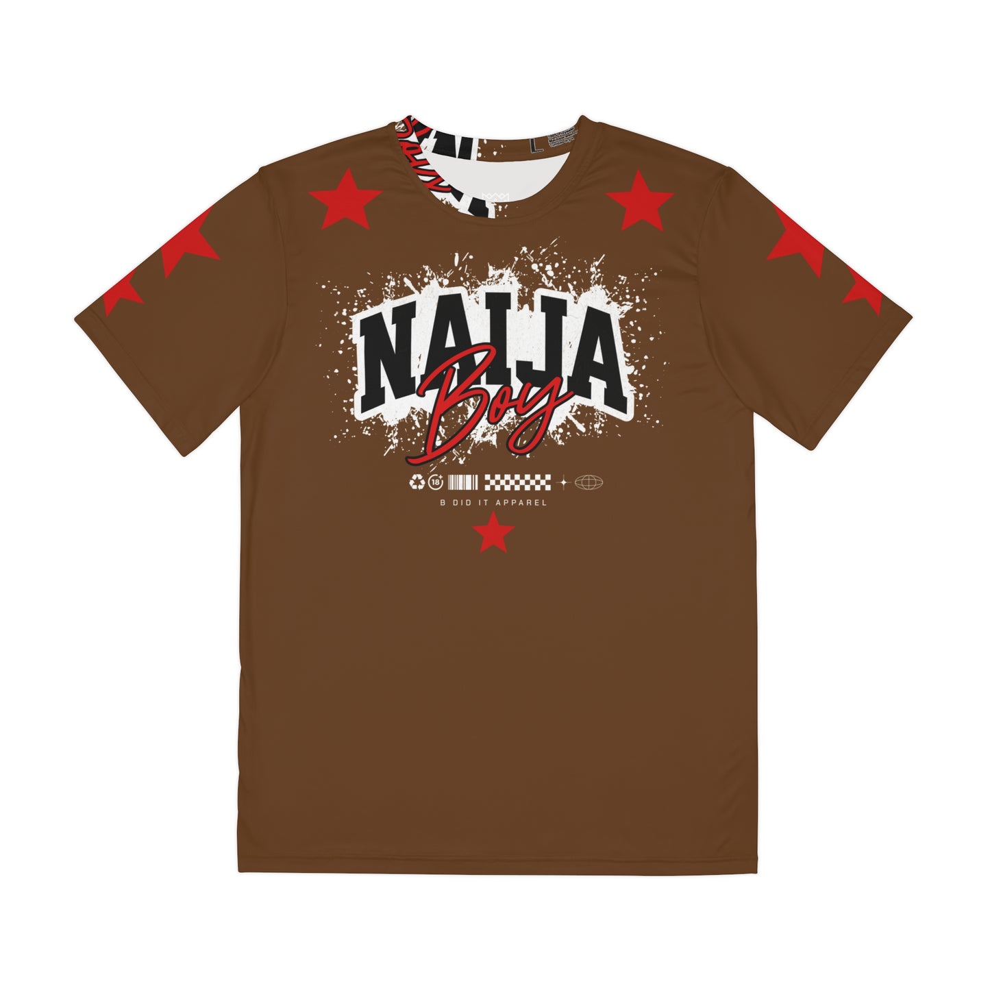 Brown Naija Boy Star Streetwear Tee — Black Polyester Graphic T-Shirt