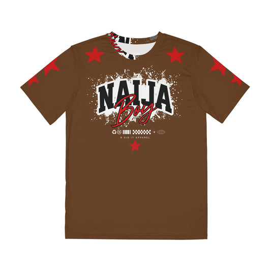 Brown Naija Boy Star Streetwear Tee — Black Polyester Graphic T-Shirt