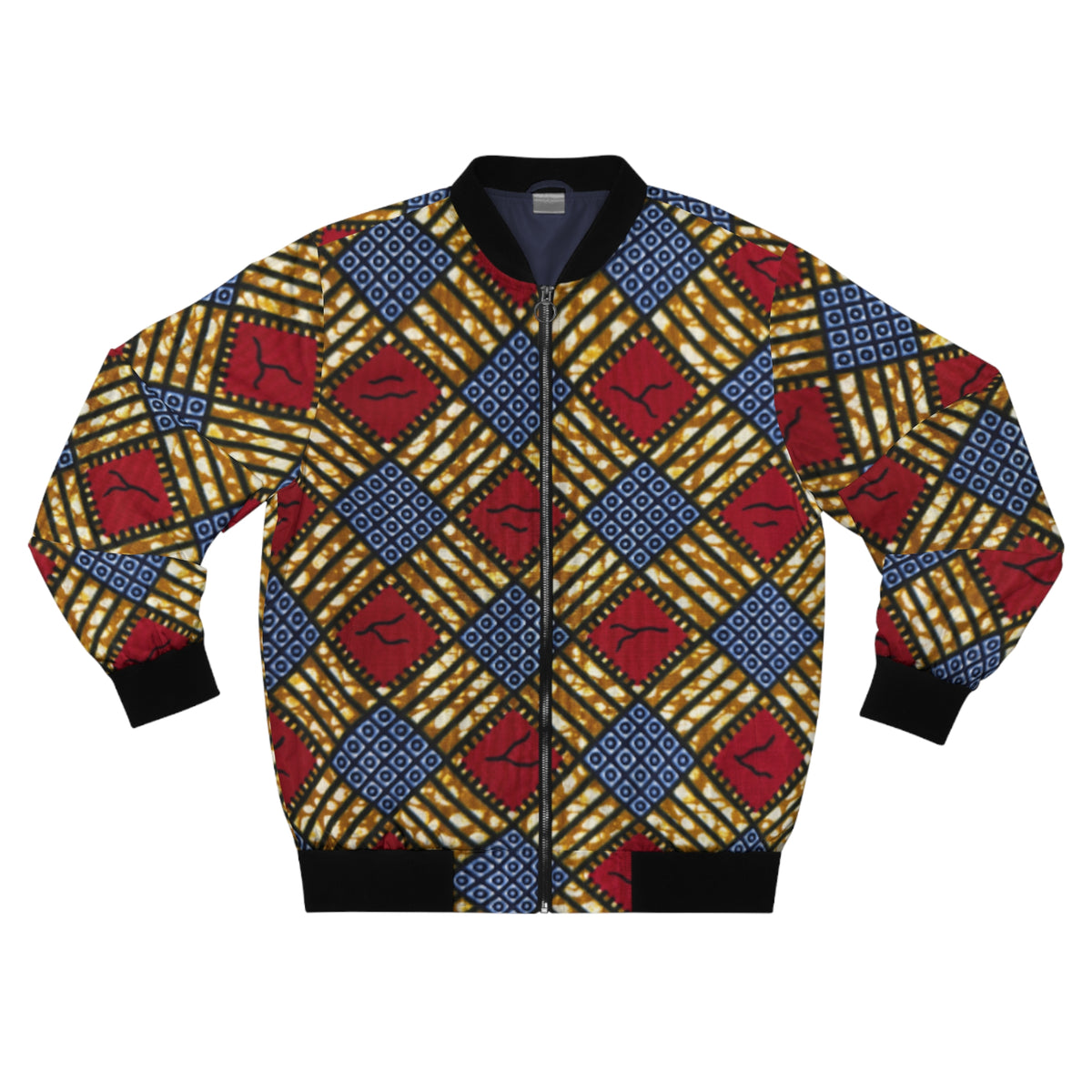 Àtẹ̀gùn Ọrọ̀ Ankara Geometric Unisex Bomber Jacket (All-Over Print)