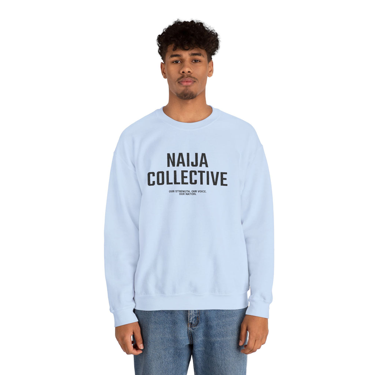 Embroidered Naija Collective Light Color Sweatshirt - Unisex Crewneck