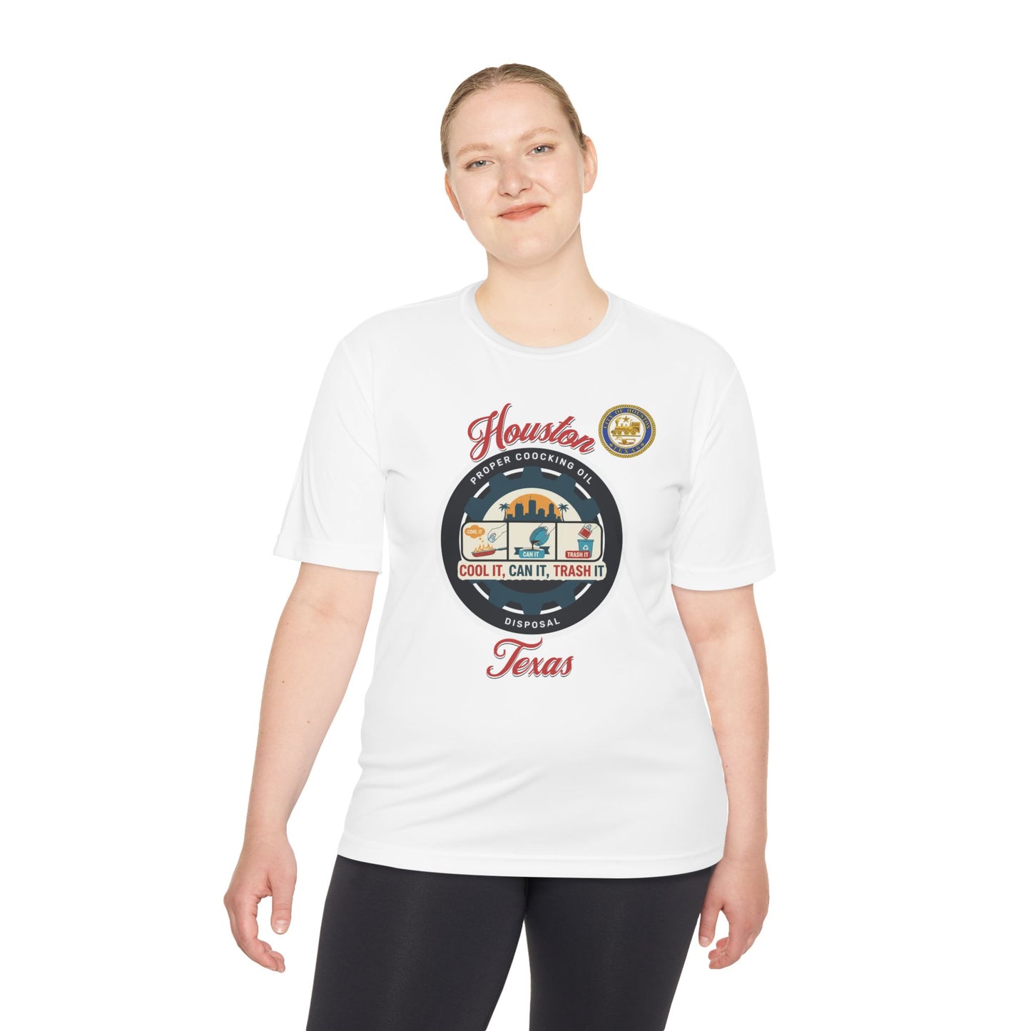 City of Houston, Proper cooking oil, disposal campaign - White Unisex Moisture Wicking Tee
