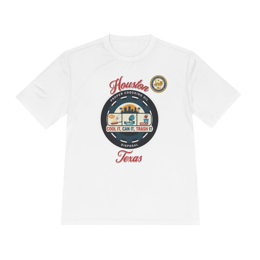 City of Houston, Proper cooking oil, disposal campaign - White Unisex Moisture Wicking Tee