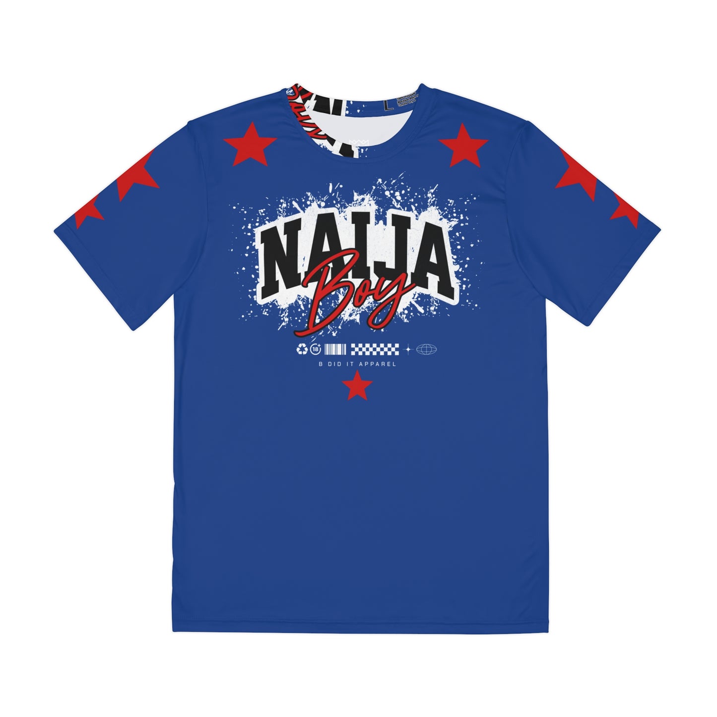 Dark Blue Naija Boy Star Streetwear Tee — Blue Polyester Graphic T-Shirt
